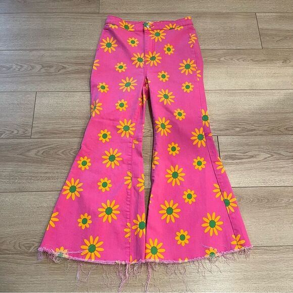 We the Free People Youthquake Printed Crop Flare Jean Floral Wide Leg Size 30 - Picture 2 of 8